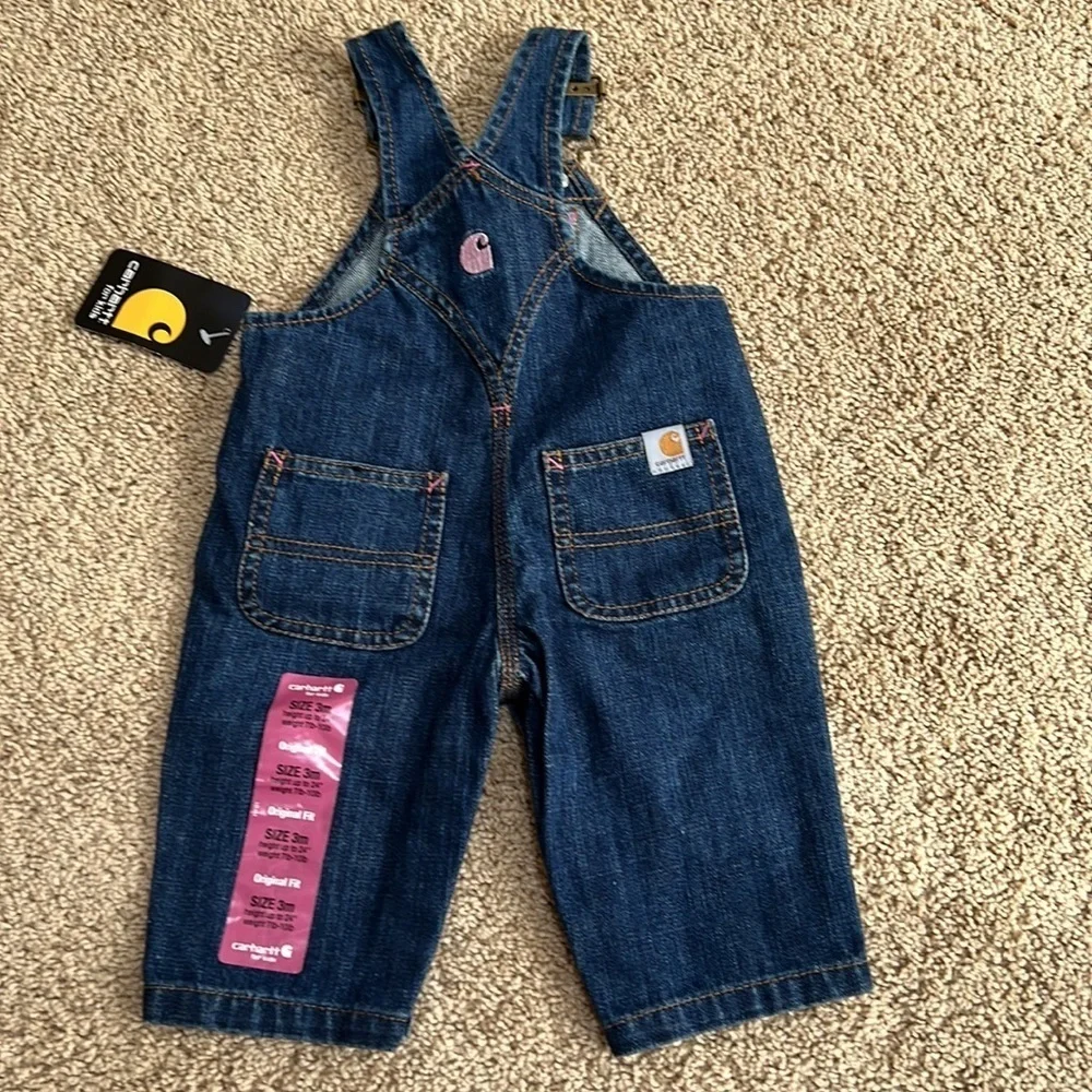 New! Carhartt for kids 3M bib denim overalls .